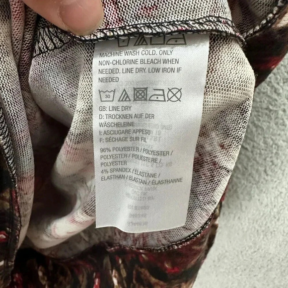 Susan Graver weekend top large red floral abstract cowl neck whimsigoth romantic - Picture 7 of 8